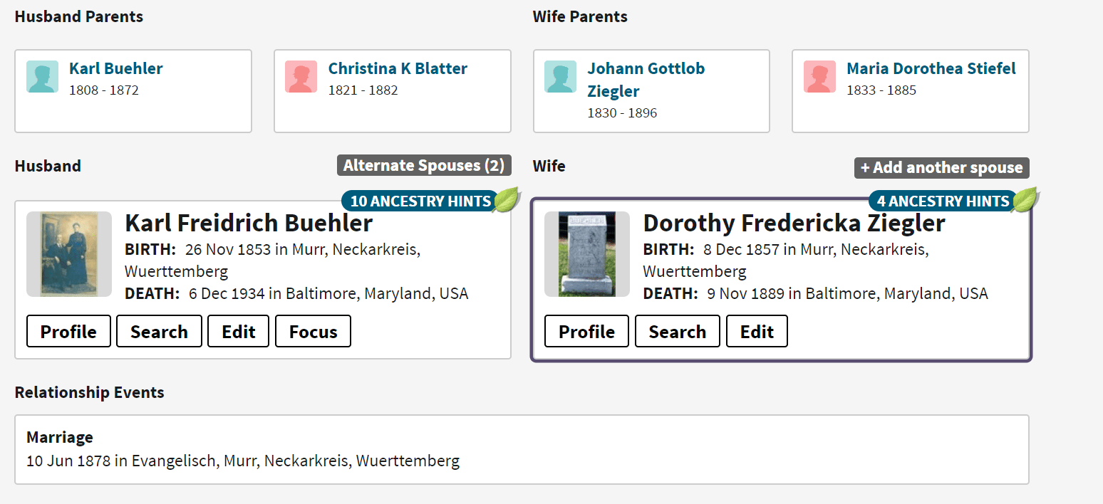 Buehler-Ziegler Family Group Sheet 1
